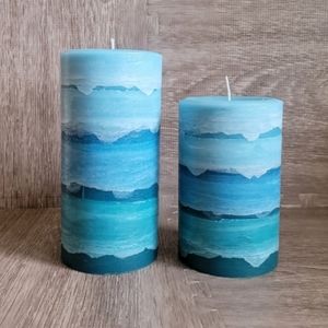 Sky Blue Aqua Handcrafted Beach Pillar Candle (Made to Order)
